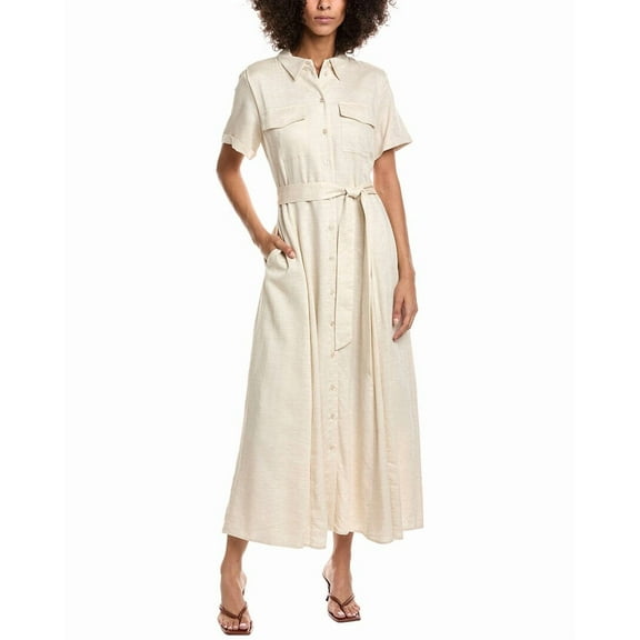 Ted Baker womens  Belted Linen-Blend Shirtdress, m, Beige