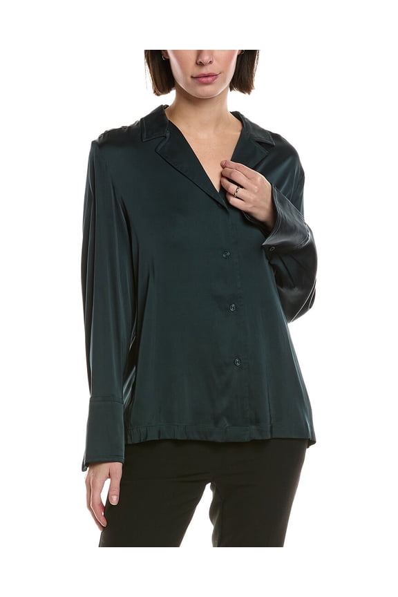 womens Button Blouse, XL, Blue