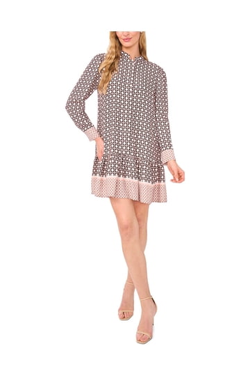 chinese dress ladies Printed Chiffon Mini Dress With Tie Waist | Elster main image 1