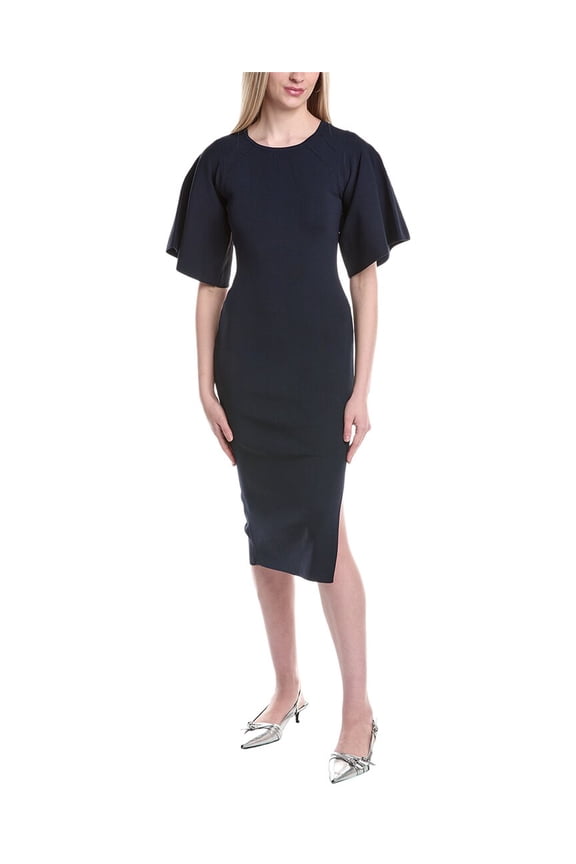 womens  Crewneck Midi Dress, m, Black
