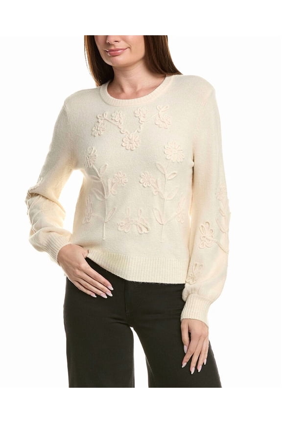 womens Crewneck Sweater, xs, White