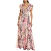 Ted Baker womens  Frilled V-Neck Maxi Dress, 2, Pink