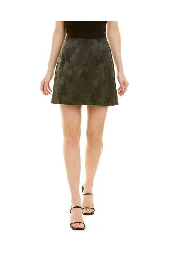 womens  Jacquard Mini Skirt, 4, Green