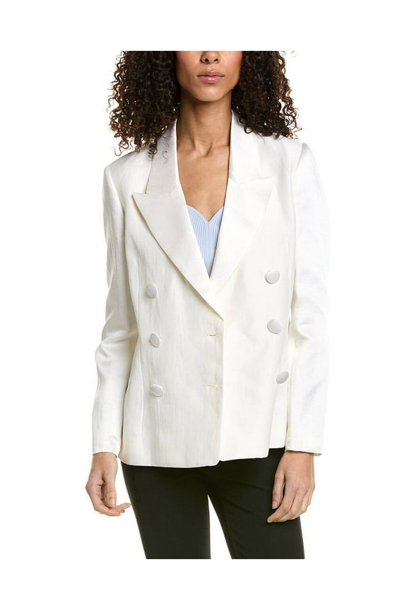 womens  Linen-Blend Jacket, 1, White