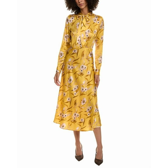 Ted Baker womens  Neck Tie Maxi Dress, 2, Yellow