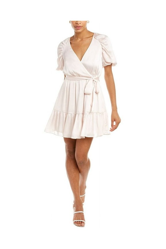 womens  Puff Sleeve Dress, 2, Pink