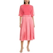 Ted Baker womens  Puff Sleeve Fitted Bodice Midi Dress, 3, Pink