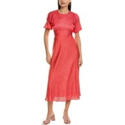 Ted Baker womens  Puff Sleeve Ruffle Midi Dress, 4, Pink