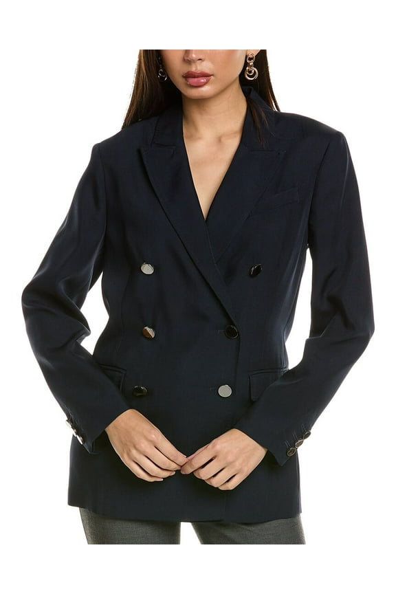 womens  Relaxed Oversized Blazer, 4, Blue