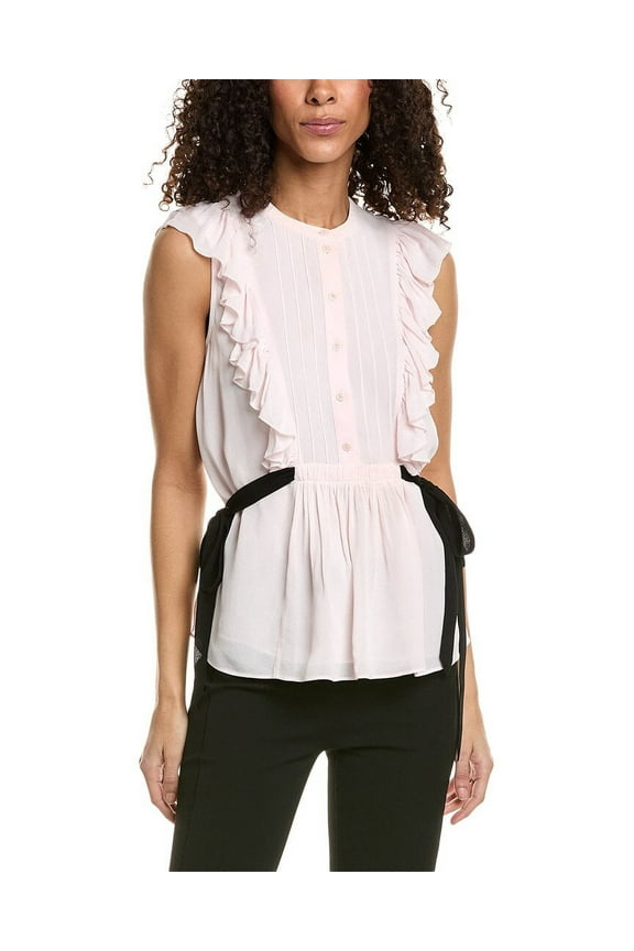 womens  Ruffle Blouse, 1, Pink