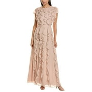 Ted Baker womens  Ruffle Maxi Dress With Metal Ball Trim, 0, Pink