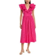 Ted Baker womens  Ruffle V-Neck Midi Sundress, 0, Pink