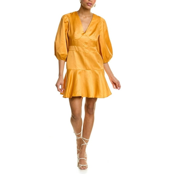 Ted Baker womens  Topstitch Linen-Blend Mini Dress, 1, Orange