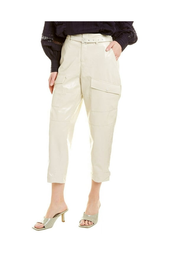 womens  Vinala Barrel Leg Vinyl Trouser, 3, White