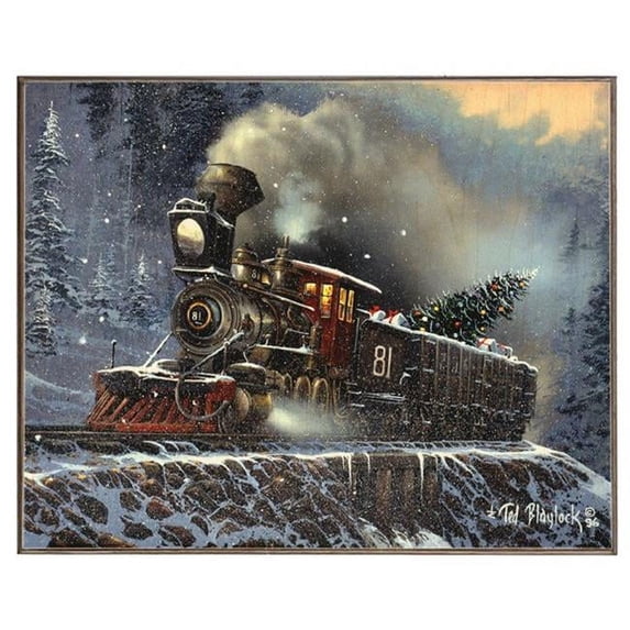 Ted Blaylock LS2425WB1215-TB 15 x 12 in. Christmas Train Birch Wood Print
