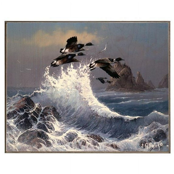 Ted Blaylock LS2718WB1215-TB 12 x 15 in. Surf Hopping Brants Birch Wood Print