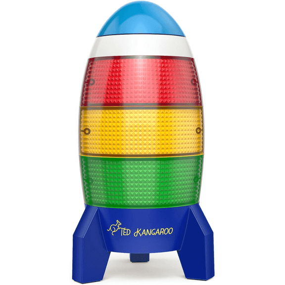 Blast Off Visual Countdown Timer for Kids with Audio Rocket, 0-24 Hour Timer, Red Yellow Green Light, Memory Function, Battery Operated