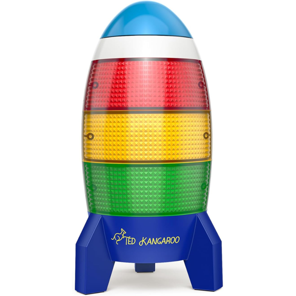TED KANGAROO Blast Off Visual Countdown Timer for Kids with Audio Rocket, 0-24 Hour Timer, Red Yellow Green Light, Memory Function, Battery Operated