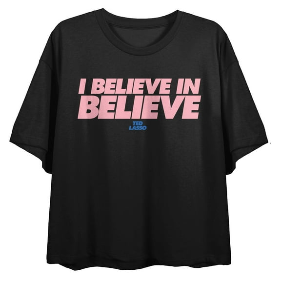 Ted Lasso Believe In Believe Women's Black Crop Tee-Large