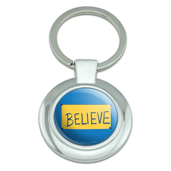 Ted Lasso Believe Keychain Classy Round Chrome Plated Metal