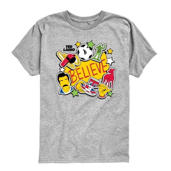 Ted Lasso - Believe Stickers - Youth Boys Short Sleeve Graphic T-Shirt