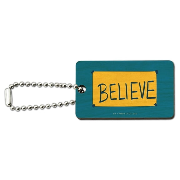 Ted Lasso Believe Wood Wooden Rectangle Keychain Key Ring