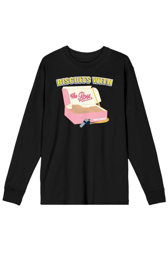 Ted Lasso Biscuits With The Boss Men's Black Long Sleeve Shirt-S