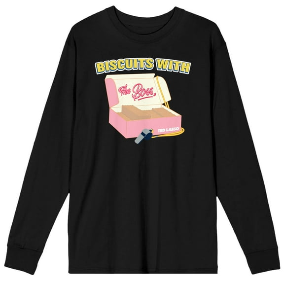 Ted Lasso Biscuits With The Boss Men's Black Long Sleeve Shirt-XXL
