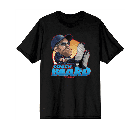 Ted Lasso Coach Beard Crew Neck Short Sleeve Men's Black T-shirt-Medium