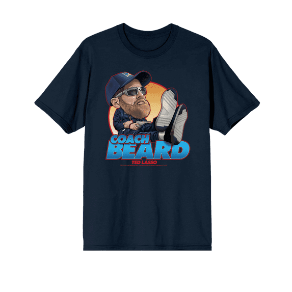 Ted Lasso Coach Beard Crew Neck Short Sleeve Navy Men's T-shirt-XS
