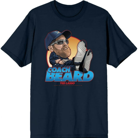 Ted Lasso Coach Beard Crew Neck Short Sleeve Navy Men's T-shirt-XXL
