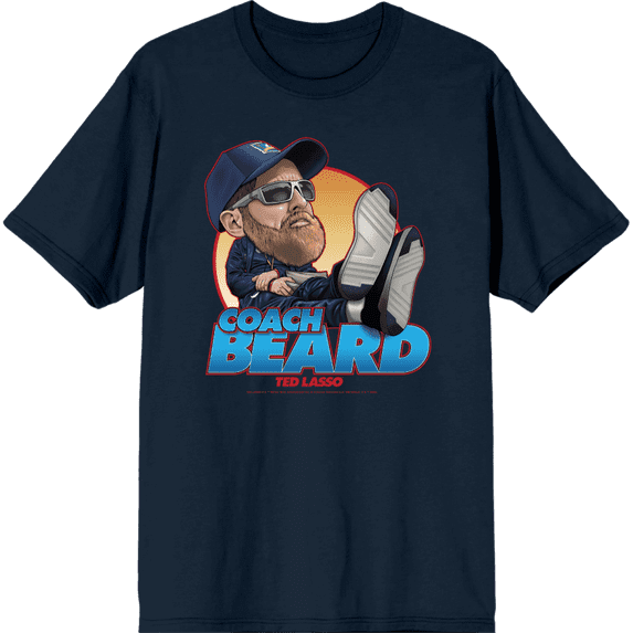 Ted Lasso Coach Beard Crew Neck Short Sleeve Navy Men's T-shirt-XXL