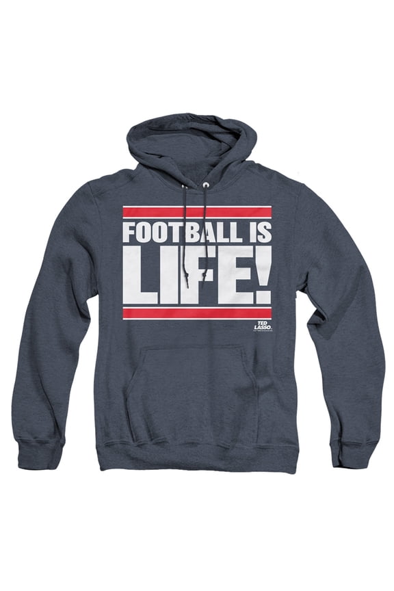 Ted Lasso Football Is Life Unisex Adult Pull-Over Heather Hoodie,Navy, 2X-Large