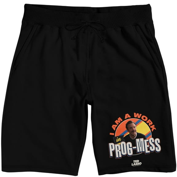 Ted Lasso I Am A Work In Prog-Mess Men's Black Lounge Shorts-Small