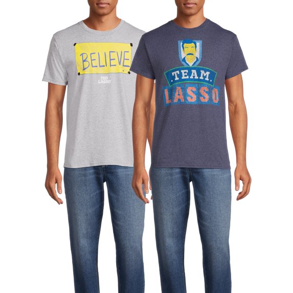 Ted Lasso Men's Graphic Tees with Short Sleeves, 2-Pack, Sizes S-3XL