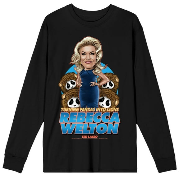 Ted Lasso Rebecca Welton Turning Pandas Into Lions Men's Black Long Sleeve Crew Neck Tee-Large