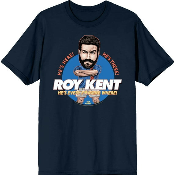Ted Lasso Roy Kent Bobble Head Crew Neck Short Sleeve Navy Men's T-shirt-Small