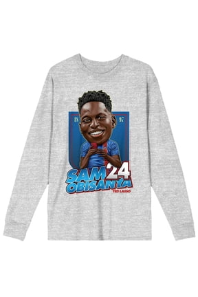 Ted Lasso Sam Obisanya #24 Adult Heather Gray Long Sleeve Crew Neck Tee-XL