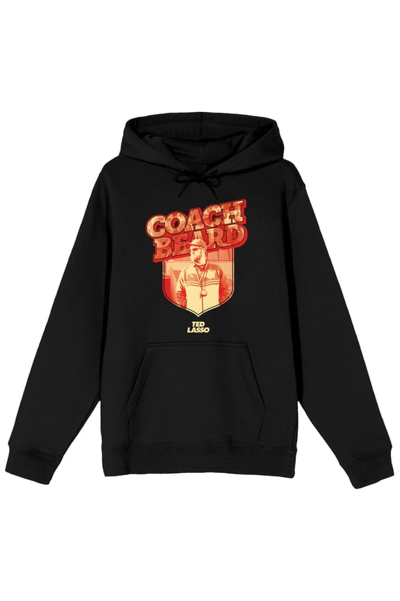 Ted Lasso TV Series Coach Beard With Shield Men's Black Hoodie-XS