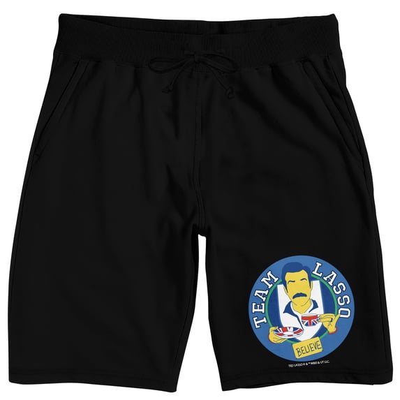 Ted Lasso Team Lasso Believe Adult Black Sleep Pajama Shorts-XL