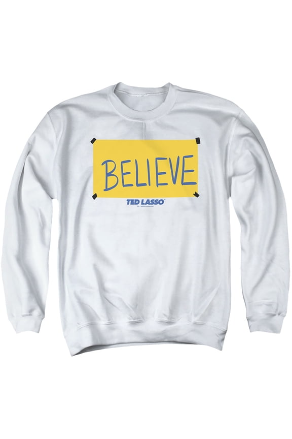Ted Lasso Ted Lasso Believe Sign Unisex Adult Crewneck Sweatshirt (Medium) White