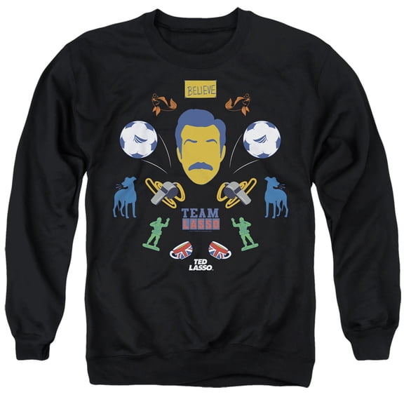 Ted Lasso Ted Lasso Icon Collage Unisex Adult Crewneck Sweatshirt (Large) Black