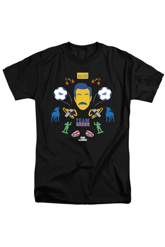 Ted Lasso Ted Lasso Icon Collage Unisex Adult Tall T Shirt,Black, X-Large