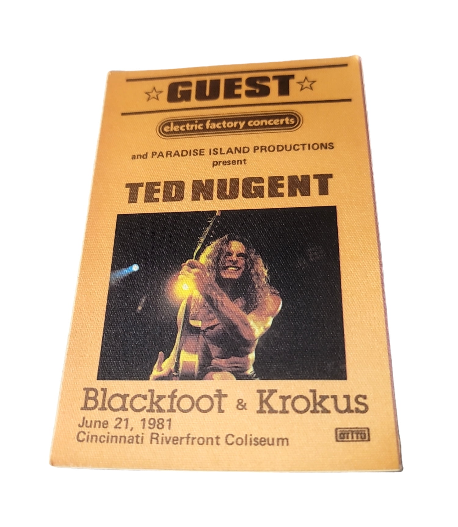 Ted Nugent Blackfoot Krokus Concert Tour 1981 Backstage Pass