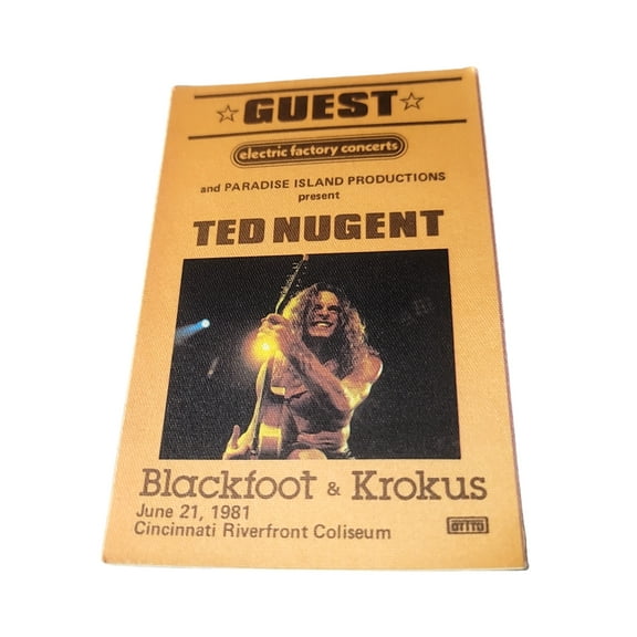 Ted Nugent Blackfoot Krokus Concert Tour 1981 Backstage Pass