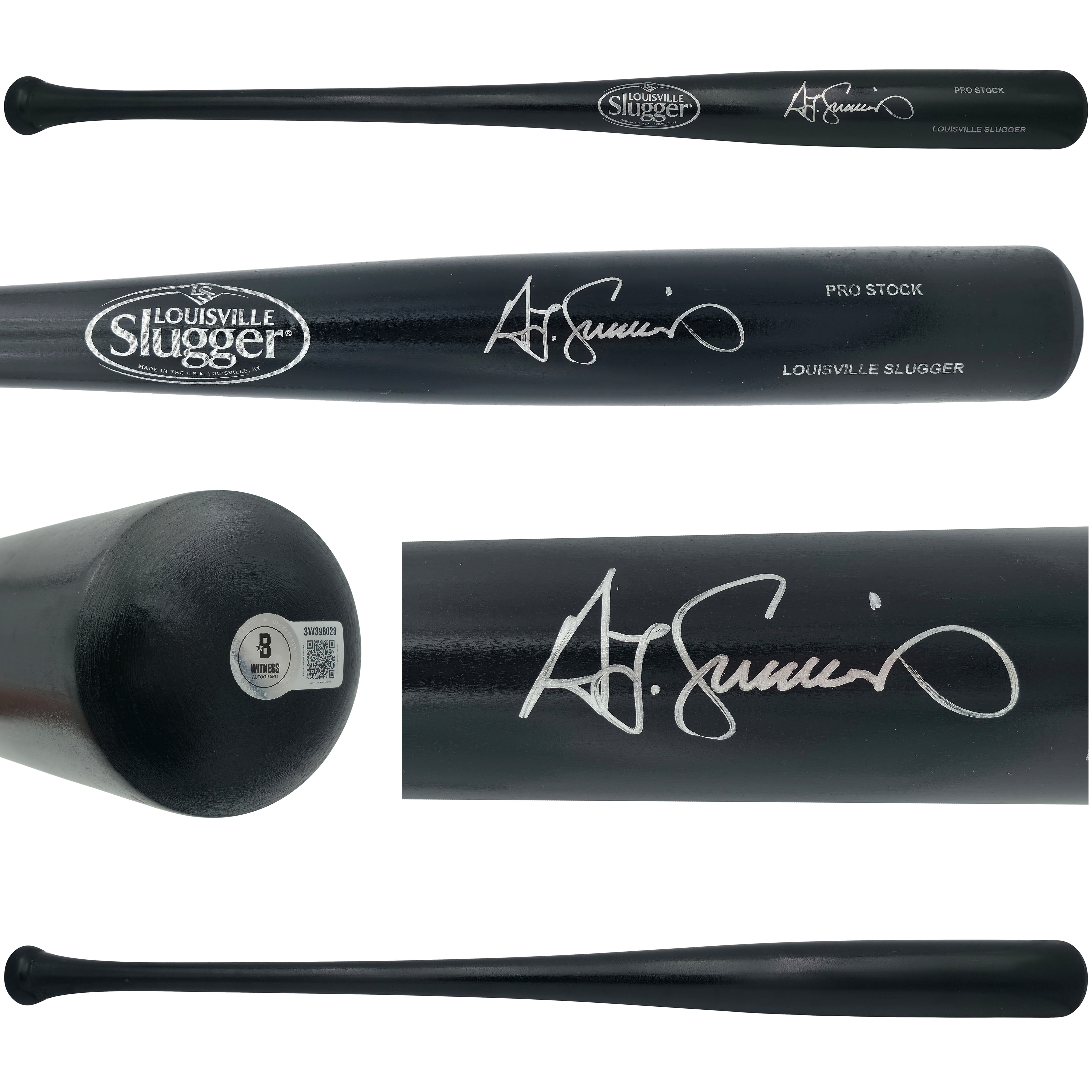 Ted Simmons Autographed Black Louisville Slugger Pro Stock Baseball Bat St. Louis Cardinals (Scratches) Beckett BAS Witness 252590