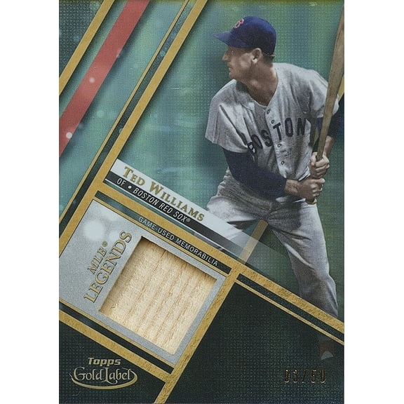Ted Williams 2021 Topps Gold Label Game Used Bat Relic Boston Red Sox 3/50