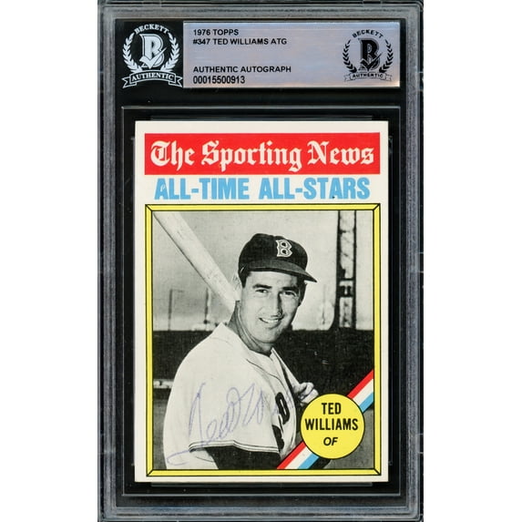 Ted Williams Autographed 1976 Topps Card #347 Boston Red Sox Beckett BAS #15500913