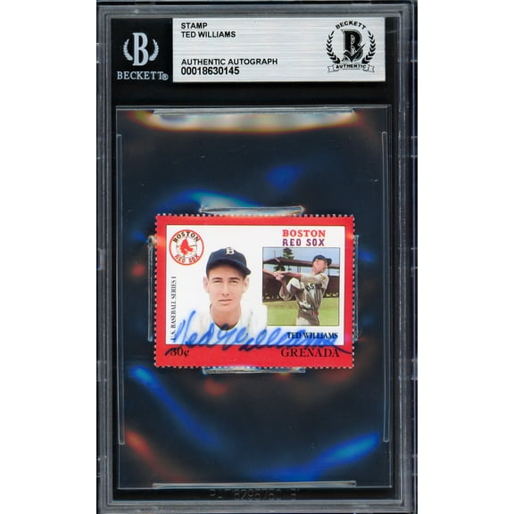 Ted Williams Autographed 1988 Grenada Stamp Boston Red Sox Beckett BAS #18630145