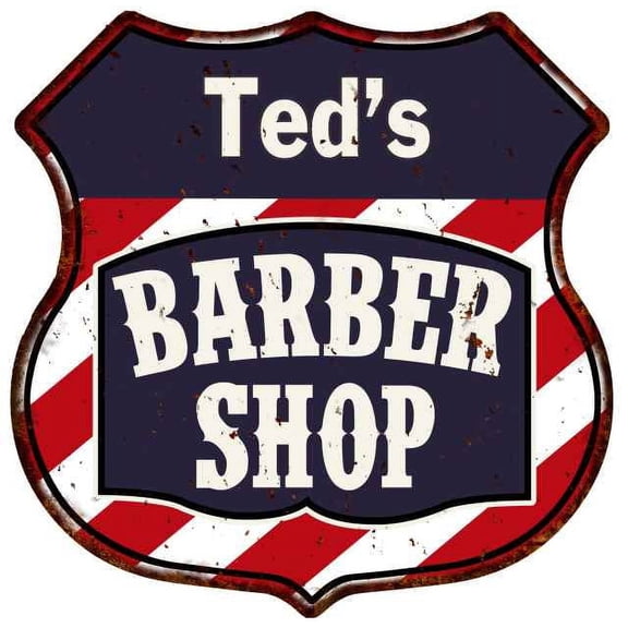 Ted's Barber Shop Gift Shield Metal Sign Hair Gift 211110020243